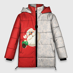 Куртка зимняя женская Дед Мороз селфи, цвет: 3D-черный