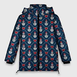 Женская зимняя куртка Снеговики с Сердечками