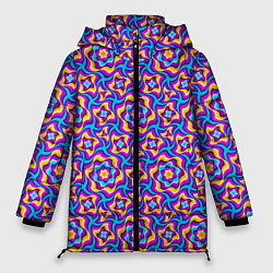 Куртка зимняя женская Красочный фон с цветами, цвет: 3D-светло-серый