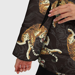 Куртка зимняя женская Паттерн Японский тигр, цвет: 3D-черный — фото 2