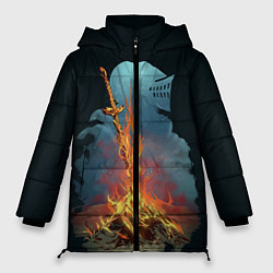 Куртка зимняя женская Witcher 3 костер, цвет: 3D-красный