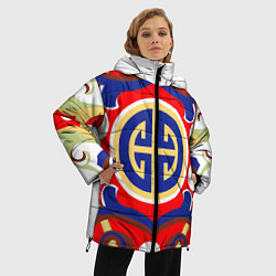 Куртка зимняя женская Монгольский орнамент, цвет: 3D-красный — фото 2