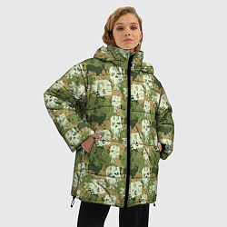 Куртка зимняя женская Силуэты Черепов камуфляж, цвет: 3D-черный — фото 2