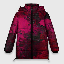 Женская зимняя куртка Бордовые мазки в тёмно-красных тонах