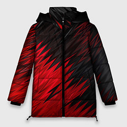 Женская зимняя куртка ЧЁРНО КРАСНЫЕ КРАСКИ RED BLACK STRIPES
