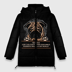 Куртка зимняя женская Собака Мопс, цвет: 3D-черный