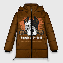 Куртка зимняя женская Американский Питбультерьер Pit Bull Terrier, цвет: 3D-черный