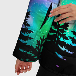 Куртка зимняя женская Космический лес, елки и звезды, цвет: 3D-черный — фото 2