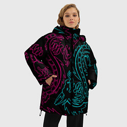 Куртка зимняя женская НЕОНОВЫЕ ДРАКОНЫ NEON DRAGON, цвет: 3D-черный — фото 2