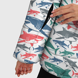 Куртка зимняя женская Разноцветные Акулы, цвет: 3D-красный — фото 2