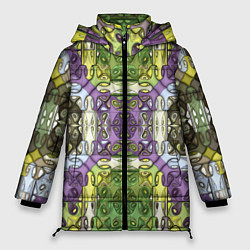 Женская зимняя куртка Коллекция Фрактальная мозаика Фиолетово-зеленый