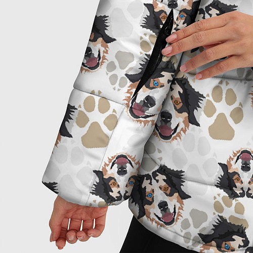Женская зимняя куртка Собака Австралийская Овчарка / 3D-Светло-серый – фото 5