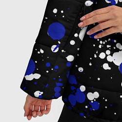 Куртка зимняя женская Сине-белые капли краски, цвет: 3D-черный — фото 2