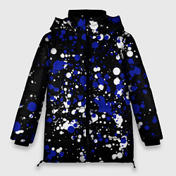 Куртка зимняя женская Сине-белые капли краски, цвет: 3D-черный