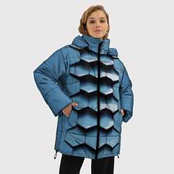 Куртка зимняя женская Соты узор авангард, цвет: 3D-черный — фото 2
