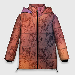 Куртка зимняя женская Тигровый паттерн, цвет: 3D-красный