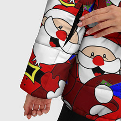 Куртка зимняя женская Толпа Дедов Морозов, цвет: 3D-красный — фото 2
