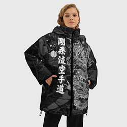 Куртка зимняя женская Токийский Дракон Иероглифы Dragon Japan, цвет: 3D-светло-серый — фото 2