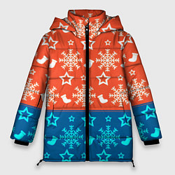 Куртка зимняя женская Новогодний узор, цвет: 3D-красный