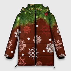 Куртка зимняя женская Зимнее Настроение Елка, цвет: 3D-красный