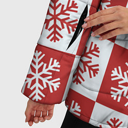 Куртка зимняя женская Шахматные Снежинки, цвет: 3D-черный — фото 2