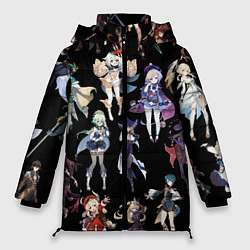 Куртка зимняя женская GENSHIN IMPACT ПЕРСОНАЖИ ИГРЫ HEROES, цвет: 3D-черный