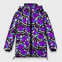 Куртка зимняя женская Geometry Dash: Violet Pattern, цвет: 3D-черный