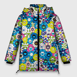 Куртка зимняя женская Takashi Murakami Улыбающиеся цветы, цвет: 3D-красный