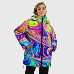 Куртка зимняя женская Аномально яркие цветные разводы, цвет: 3D-светло-серый — фото 2