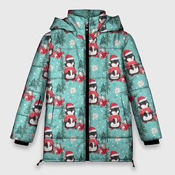 Куртка зимняя женская Пингвинчики новый год, цвет: 3D-красный