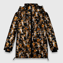 Куртка зимняя женская Тигры пляшут Новый Год, цвет: 3D-светло-серый