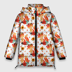 Куртка зимняя женская Рыжие лисички, цвет: 3D-красный