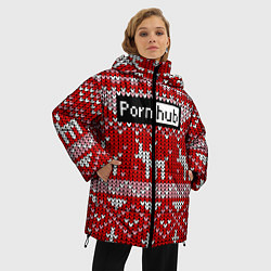 Куртка зимняя женская Porn Hub новогодний, цвет: 3D-красный — фото 2