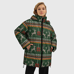 Куртка зимняя женская Новогодний свитер c оленями 1, цвет: 3D-красный — фото 2