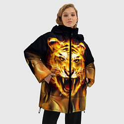 Куртка зимняя женская Тигр В Пламени, цвет: 3D-красный — фото 2