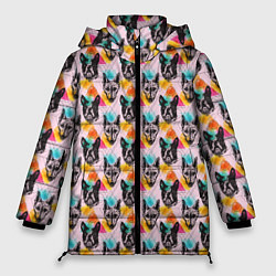 Женская зимняя куртка Собаки в красочном дизайне