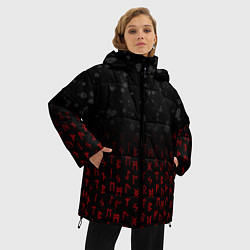 Куртка зимняя женская СЛАВЯНСКИЕ РУНЫ, БРЫЗГИ КРАСОК, цвет: 3D-красный — фото 2