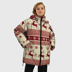 Куртка зимняя женская Вязанный узор с оленями, цвет: 3D-светло-серый — фото 2