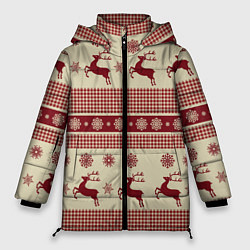 Куртка зимняя женская Вязанный узор с оленями, цвет: 3D-светло-серый