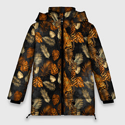 Женская зимняя куртка Тигры и листья Тропики