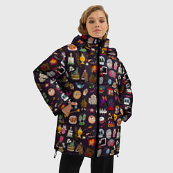 Куртка зимняя женская Российская история и русская культура паттерн, цвет: 3D-черный — фото 2