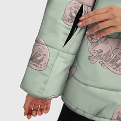 Куртка зимняя женская Сфинкс коты паттерн, цвет: 3D-светло-серый — фото 2