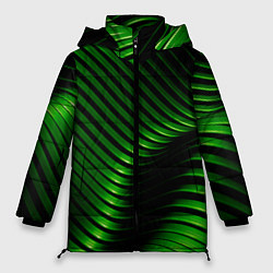 Куртка зимняя женская Волны изумрудного металла, цвет: 3D-черный