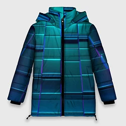 Женская зимняя куртка 3D квадраты неоновые