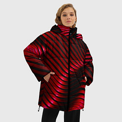Куртка зимняя женская Волны красного металла, цвет: 3D-черный — фото 2