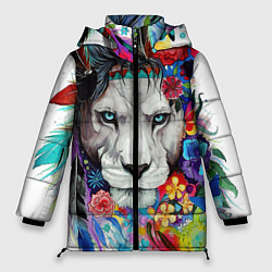 Куртка зимняя женская Лев - сильный взгляд, цвет: 3D-черный