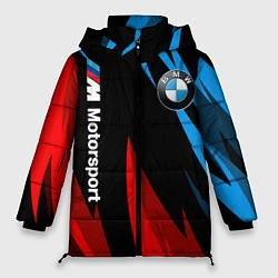 Куртка зимняя женская BMW Логотип Узор, цвет: 3D-светло-серый