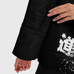 Куртка зимняя женская Чёрно-Белый Логотип Атака Титанов, цвет: 3D-красный — фото 2
