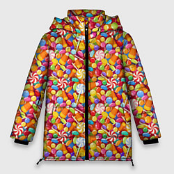 Куртка зимняя женская Конфеты и Леденцы, цвет: 3D-черный