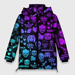 Куртка зимняя женская UNDERTALE NEON PATTERN УЗОР, цвет: 3D-красный